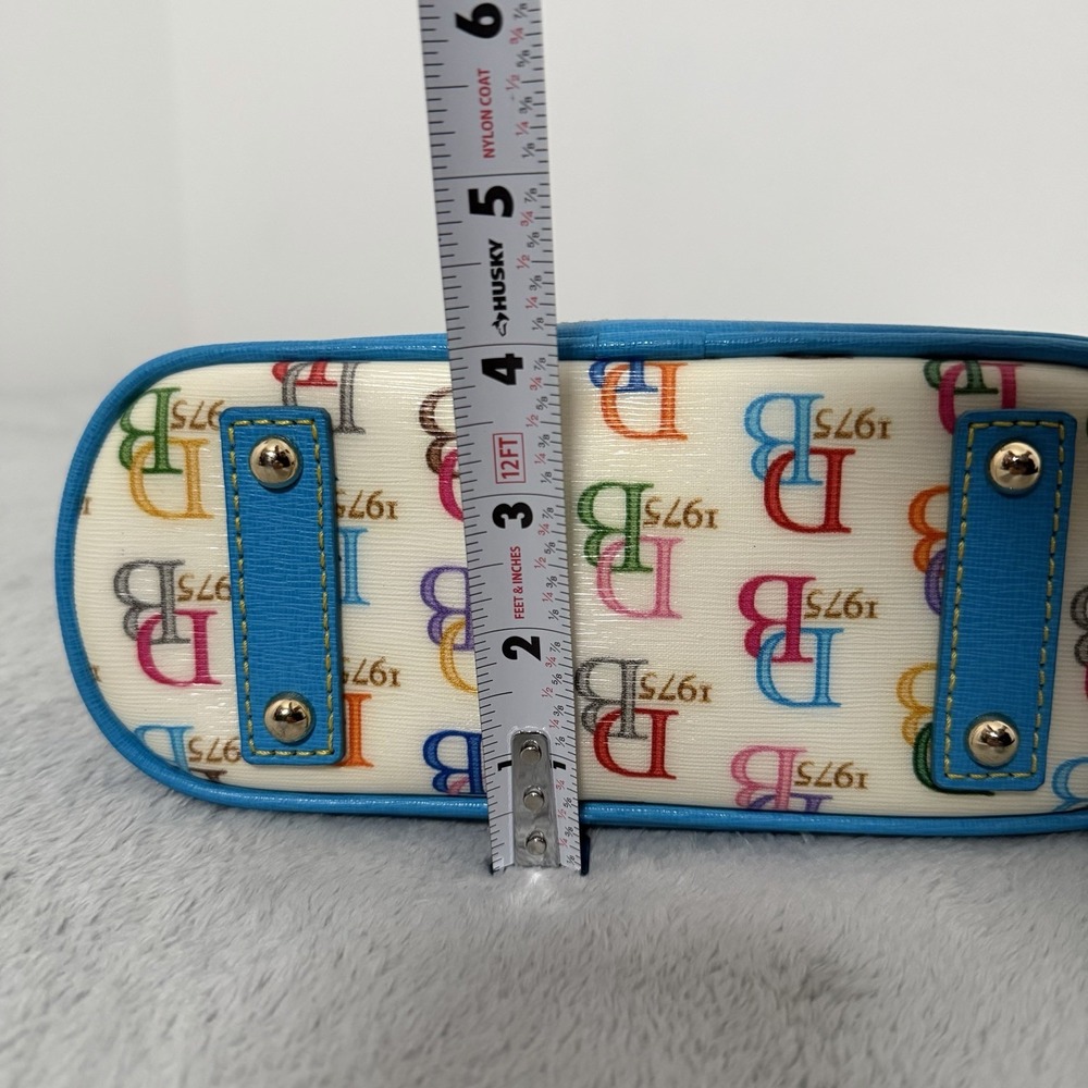 Dooney & Bourke 1975 Logo Bag Domed Crossbody Ruby Top Handle Wht/ Multi Zip Top - Picture 11 of 12